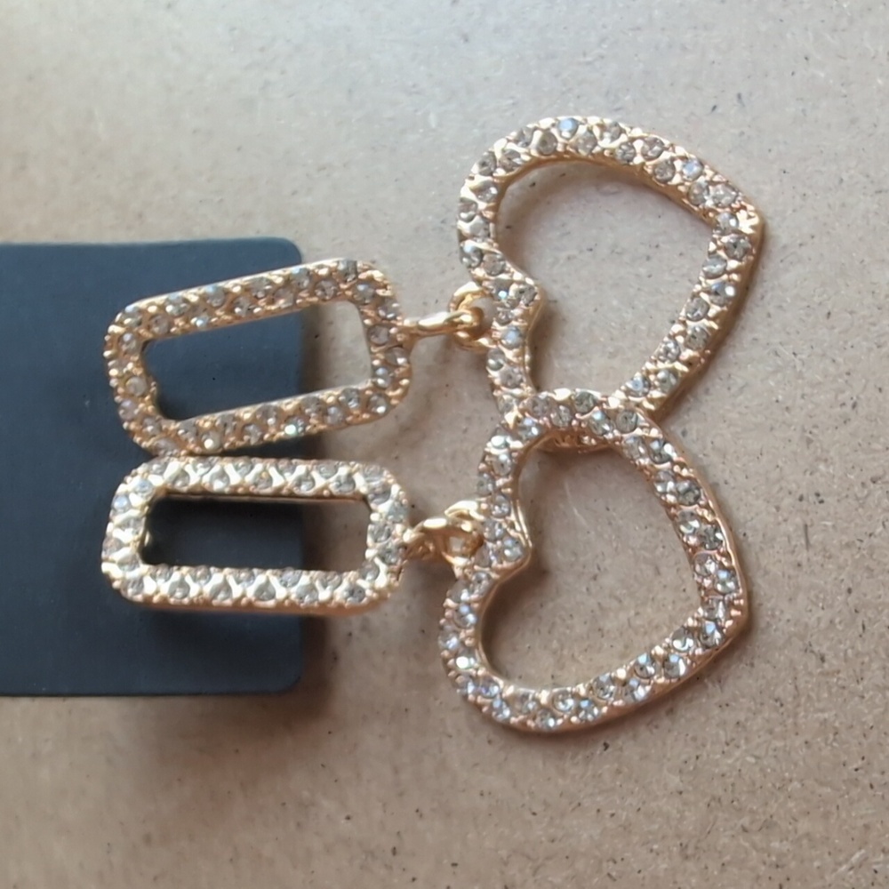 Gold Heart Dangle Earrings